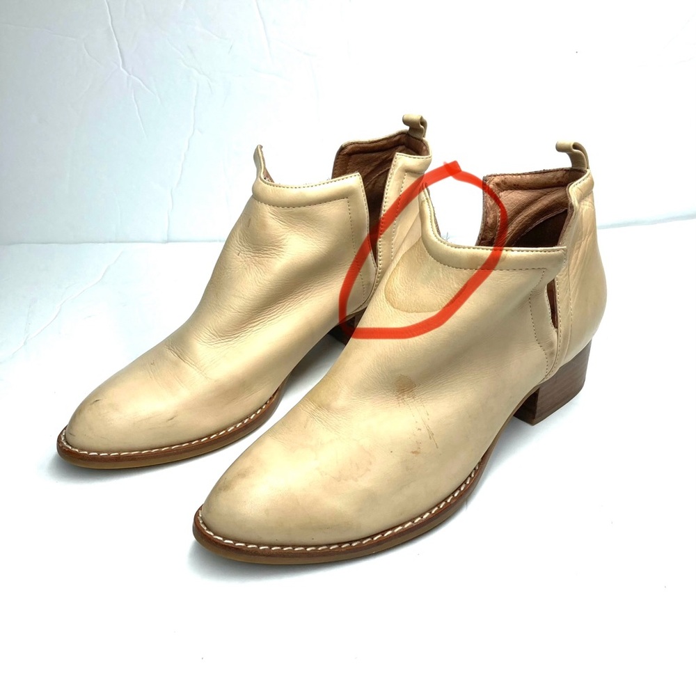 Jeffrey Campbell Womens Muskrat Cream Leather Ankle Booties 8 Cutout Pull Loop - Picture 11 of 16